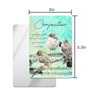 Carosoffe Birds on Branch Small Compact Mirror for Purse, Music Score Retro Illustration Aqua Ombre Travel Makeup Mirror for Women Men, Rectangular Handheld Compact Pocket Mirror 2 PCS