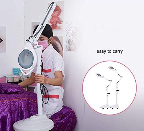 Floor Standing Magnifying Lamp, Adjustable Swivel Arm 16x Magnifier Lamp Light for Skiare Beauty Manicure Tattoo Salon Spa with Rolling Floor Stand Interesting Life