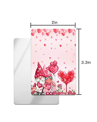 Carosoffe Valentine's Day Small Compact Mirror for Purse, Pink Gnomes Couple Love Heart Tree Rose Travel Makeup Mirror for Women Men, Rectangular Handheld Compact Pocket Mirror 4 PCS