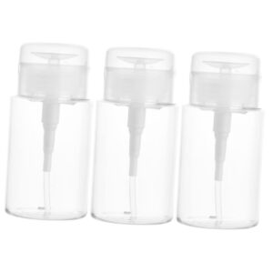 kallory 3pcs nail polish remover bottle refillable pump bottles empty makeup liquid storage containers travel friendly cosmetic dispensers(200ml)