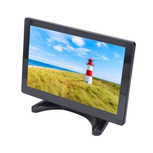 CCYLEZ 10.1in Video Monitor, 16 : 9 1280x800 Touch Screen HD Color Display IPS 178 Degree Full Angle with HD Multimedia Interface, VGA, AV, DC, Speakers, for Games Home 100 ‑ 240V