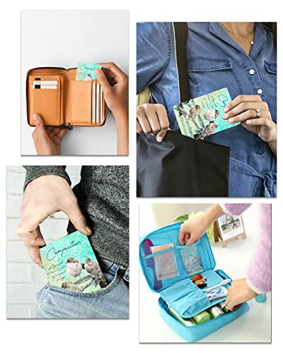 Carosoffe Birds on Branch Small Compact Mirror for Purse, Music Score Retro Illustration Aqua Ombre Travel Makeup Mirror for Women Men, Rectangular Handheld Compact Pocket Mirror 2 PCS