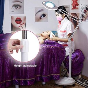 Floor Standing Magnifying Lamp, Adjustable Swivel Arm 16x Magnifier Lamp Light for Skiare Beauty Manicure Tattoo Salon Spa with Rolling Floor Stand Interesting Life