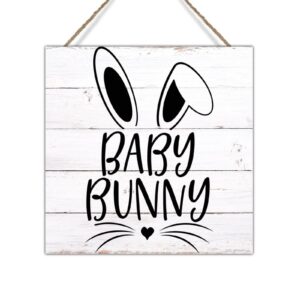 swavecat wall decor wood sign sweet family easter rabbit sign easter family bunny baby wood wall signs happy easter eggs bunny wood sign for living room 12x12in easter gift to kid children