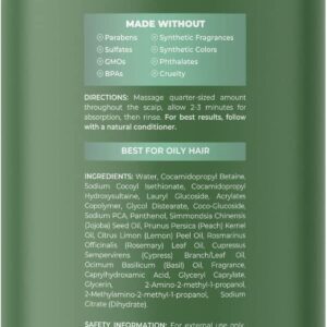 Oily Hair and Scalp Shampoo and Conditioner by Degrease - Oil-Control Haircare for Men and Women, Sulfate, Silicone and Paraben-Free with Pure Essential Oils, 16oz Each