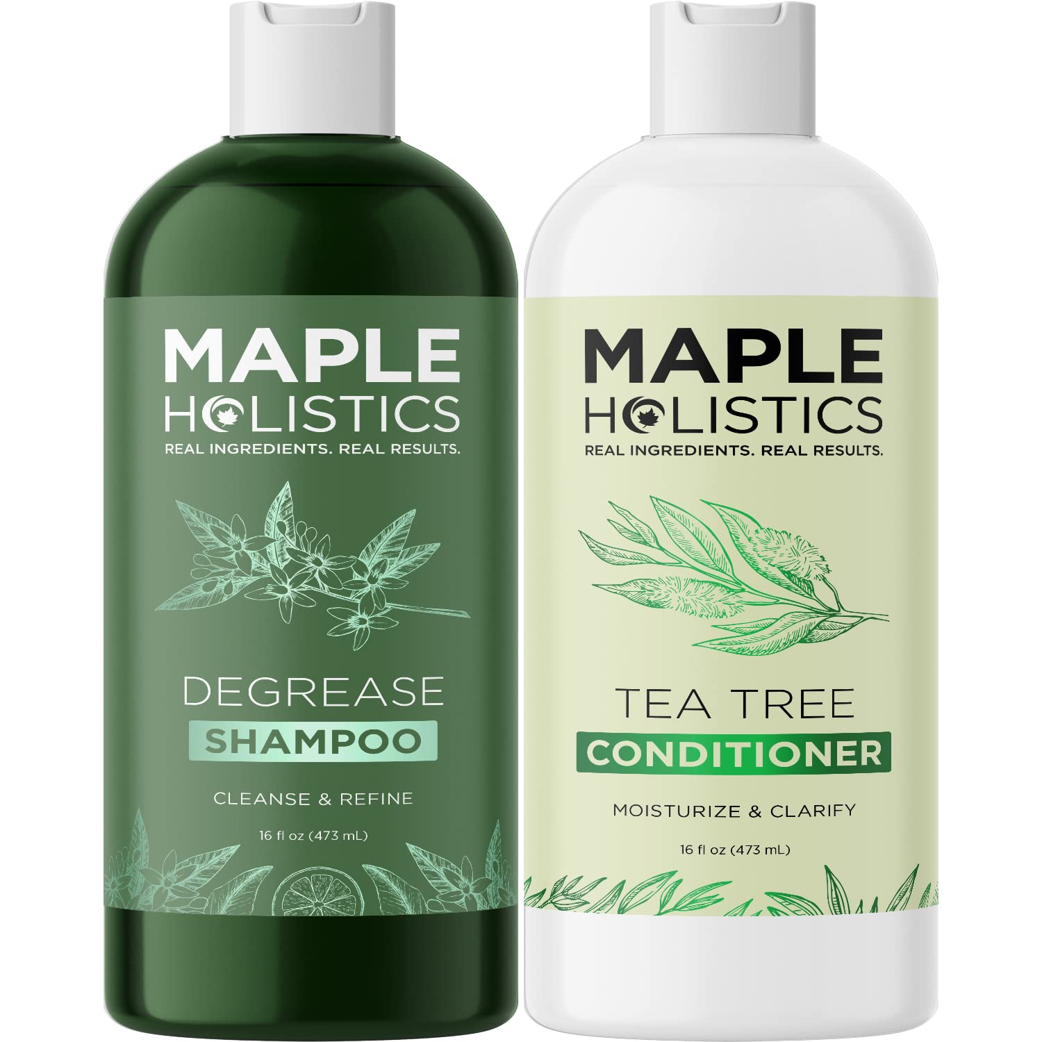 Oily Hair and Scalp Shampoo and Conditioner by Degrease - Oil-Control Haircare for Men and Women, Sulfate, Silicone and Paraben-Free with Pure Essential Oils, 16oz Each