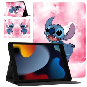 Case for iPad 9th Generation (2021) / 8th Generation (2020) / 7th Gen (2019) 10.2 Inch Anime Cartoon Cool Cute Kawaii Partten Folio Cover Cases for Teens Girls（Pink）