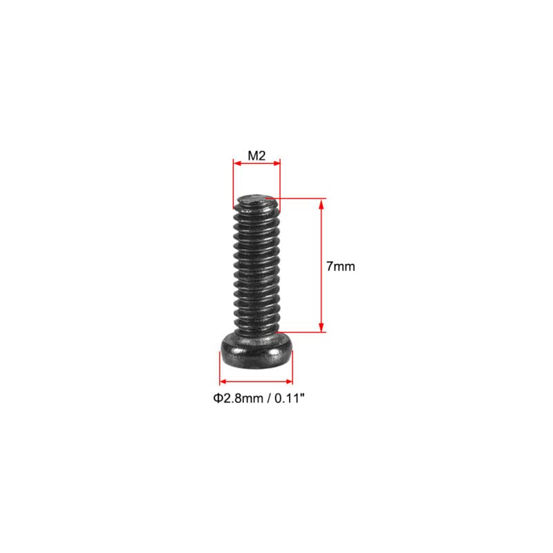 Tool parts M2 x 7mm Laptop Computer Screws 2.8mm Dia Head Screw Black 50pcs