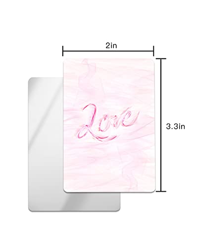 Carosoffe Valentine's Day Small Compact Mirror for Purse, Pink Ombre Love Lettering Abstract Art Travel Makeup Mirror for Women Men, Rectangular Handheld Compact Pocket Mirror 4 PCS