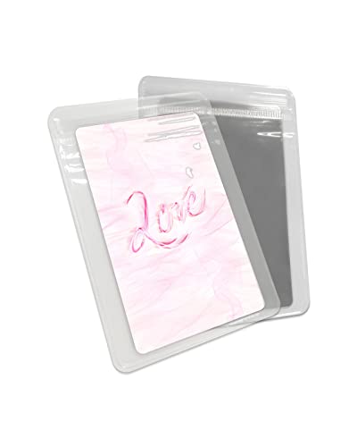 Carosoffe Valentine's Day Small Compact Mirror for Purse, Pink Ombre Love Lettering Abstract Art Travel Makeup Mirror for Women Men, Rectangular Handheld Compact Pocket Mirror 4 PCS