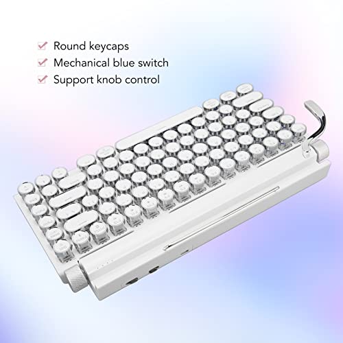 RTLR Mechanical Keyboard, 83 Keys Waterproof Gaming Keyboard Knob Control for Phone (White)