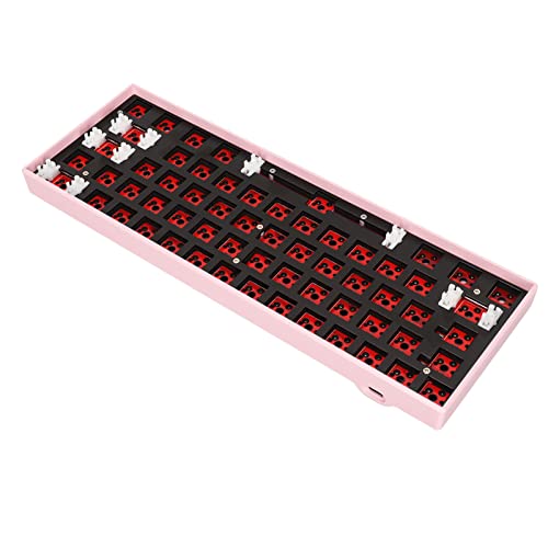 Naroote Modular Mechanical Gaming Keyboard, Wide Compatibility 61 Keys Mechanical Keyboard DIY Kit with ABS Shell RGB (Pink)