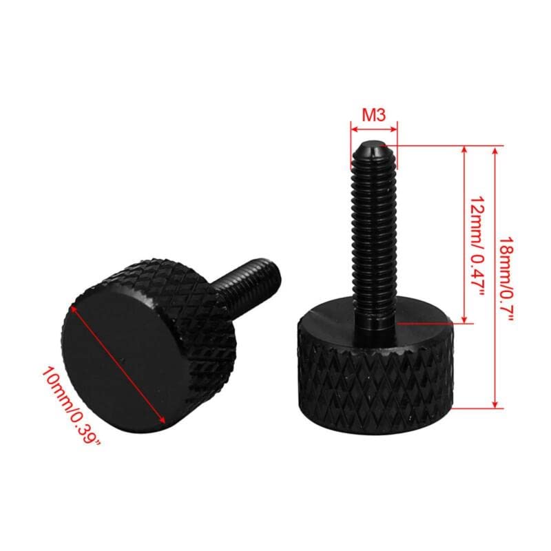 Tool parts Computer PC Graphics Card Knurled Head Thumb Screws Black M3x12mm 10pcs