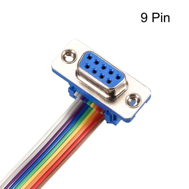 Tool parts IDC Rainbow Wire Flat Ribbon Cable DB9 F/F Connector 2.54mm Pitch 11.8inch Long