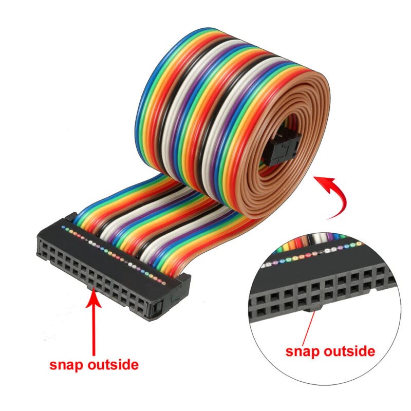 Tool parts IDC Rainbow Wire Flat Ribbon Cable 26 Pins 118cm Length 2.54mm Pitch Type-C