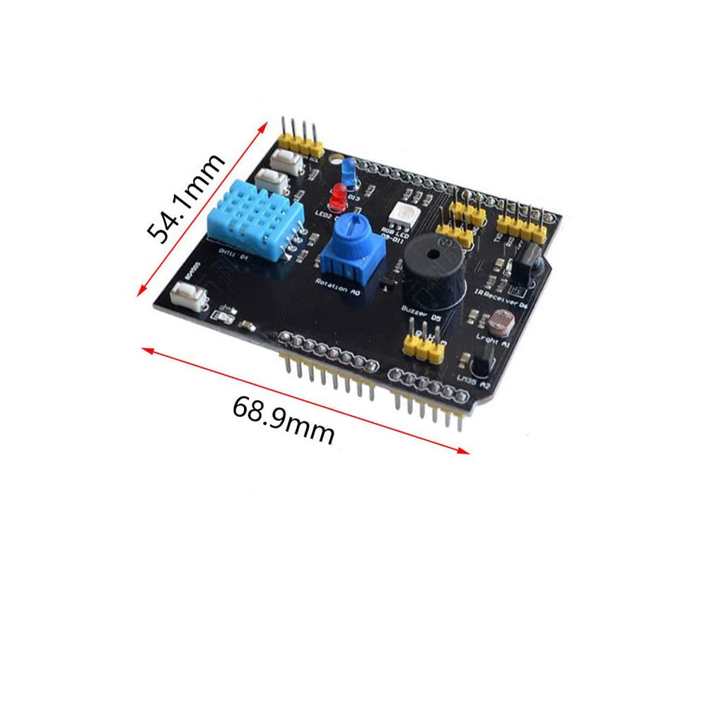 Treedix 9-in-1 Multifunction Expansion Board DHT11 Temperature and Humidity LM35 Temperature Buzzer Compatible with arduino