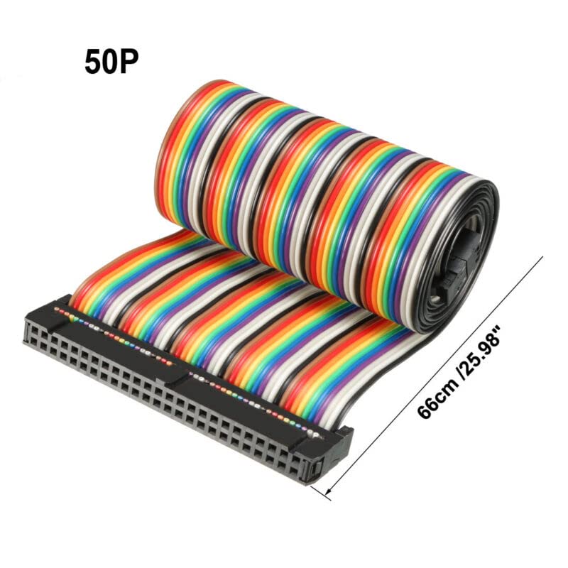 Tool parts IDC Rainbow Wire Flat Ribbon Cable 50 Pins 66cm Length 2.54mm Pitch Type-B