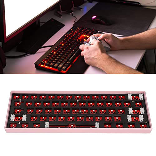 Naroote Modular Mechanical Gaming Keyboard, Wide Compatibility 61 Keys Mechanical Keyboard DIY Kit with ABS Shell RGB (Pink)