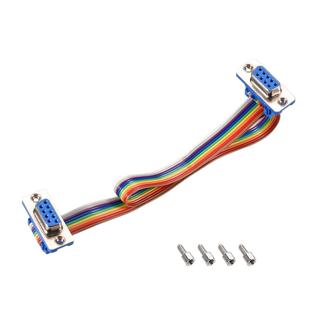 Tool parts IDC Rainbow Wire Flat Ribbon Cable DB9 F/F Connector 2.54mm Pitch 11.8inch Long