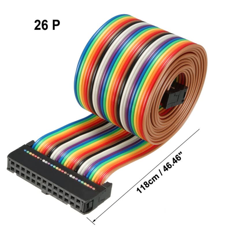 Tool parts IDC Rainbow Wire Flat Ribbon Cable 26 Pins 118cm Length 2.54mm Pitch Type-C