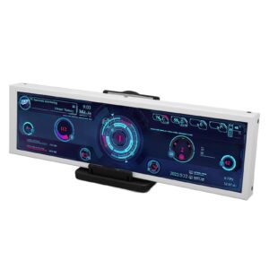 bewinner 8.8in computer temp monitor, 1920x480 60hz pc sensor panel display for aida64 cpu gpu ssd data monitor for raspi for linux for windows