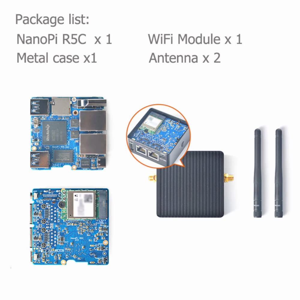 Kocoo NanoPi R5C with M.2 WiFi Module Rockchip RK3568B2 A55 Dual 2.5G Ethernet Port Support Linux/Openwrt/Debian/Ubuntu