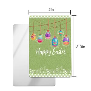 Carosoffe Easter Small Compact Mirror for Purse, Easter Egg White Line Hand Draw Green Travel Makeup Mirror for Women Men, Rectangular Handheld Compact Pocket Mirror 2 PCS