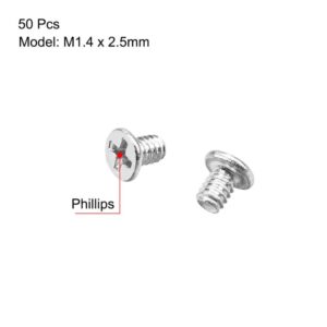 Tool parts M1.4x2.5mm Laptop Computer Screws 2.5mm Dia Head Screw Silver 50pcs