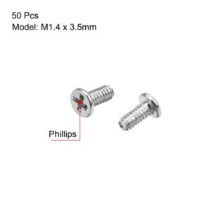 Tool parts M1.4x3.5mm Laptop Computer Screws 2.5mm Dia Head Screw Silver 50pcs