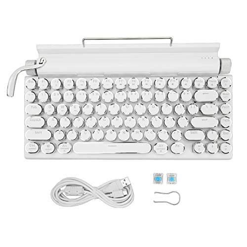 Naroote Gaming Keyboard Mechanical Keyboard Knob Control 83 Keys Ergonomic for Phone (White)