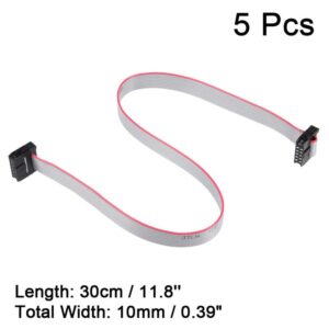 Tool parts IDC 10 Pins Connector Flat Ribbon Cable Female Connector 30cm 2mm Pitch - 5pcs