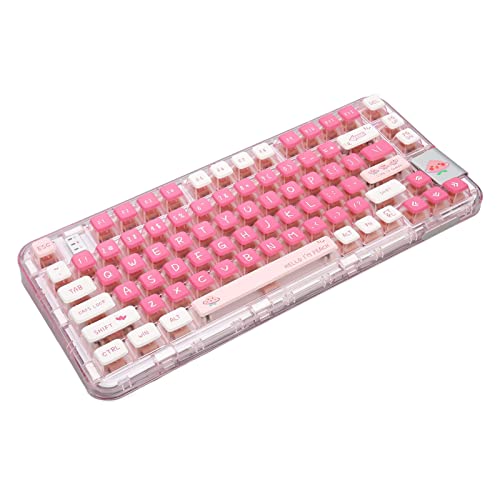 Dilwe Pink Wireless Mechanical Gaming Keyboard, 80 Keys 3 Modes RGB Backlight Hot Swappable Keyboard, Wireless, BT, USB C Ergonomic Keyboard, 3750mAh Battery for Gifts