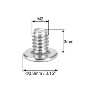 Tool parts M2x3mm Laptop Computer Screws 3.8mm Dia Head Screw Silver Tone 50pcs