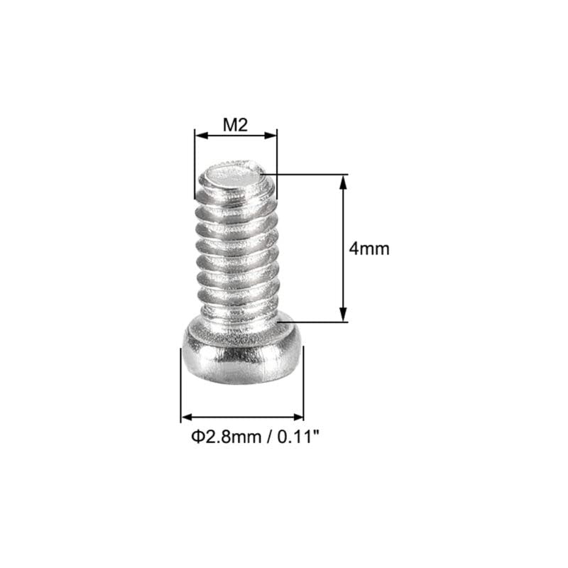 Tool parts M2 x 4mm Laptop Computer Screws 2.8mm Dia Head Screw Silver Tone 50pcs