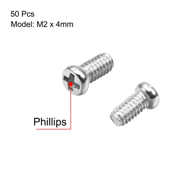 Tool parts M2 x 4mm Laptop Computer Screws 2.8mm Dia Head Screw Silver Tone 50pcs