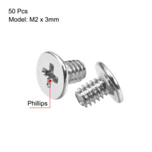 Tool parts M2x3mm Laptop Computer Screws 3.8mm Dia Head Screw Silver Tone 50pcs