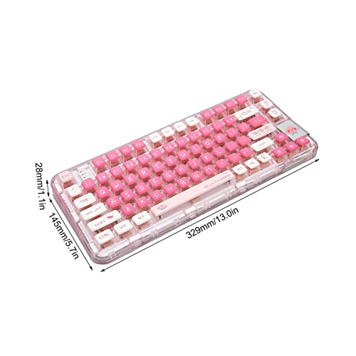 Sanpyl Pink Wired RGB Gaming Keyboard, 80 Keys Three Modes Noise Reduction Mechanical Keyboard, Bluetooth 3750mAh 2 Layer Keycaps for Win, for OS X, for iOS, for Android