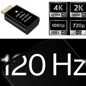 Woieyeks 4K 120Hz HDMI 2.1 Dummy Plug,Virtual Display Emulator,Headless Ghost Display Adapter Support 3840x2160@120HZ,1440@120HZ,1080P@120HZ EDID Monitor Emulator（8K not Supported）