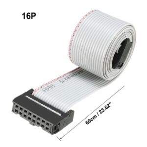 Tool parts IDC Gray Wire Flat Ribbon Cable 16 Pins 60cm Length 2.54mm Pitch 2pcs Type-C