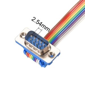 Tool parts IDC Rainbow Wire Flat Ribbon Cable DB9 M/M Connector 2.54mm Pitch 11.8inch Long