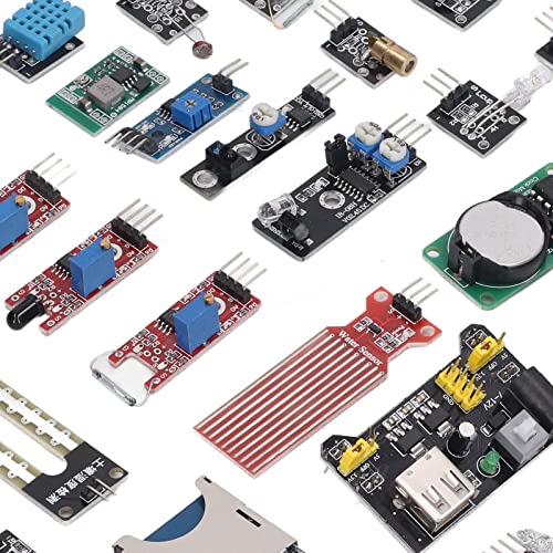 45Pcs Sensors Modules Starter Kit Sensor Module Clock Board Temp Sensor Module Electronic Component Set Kit for Raspberry Pi