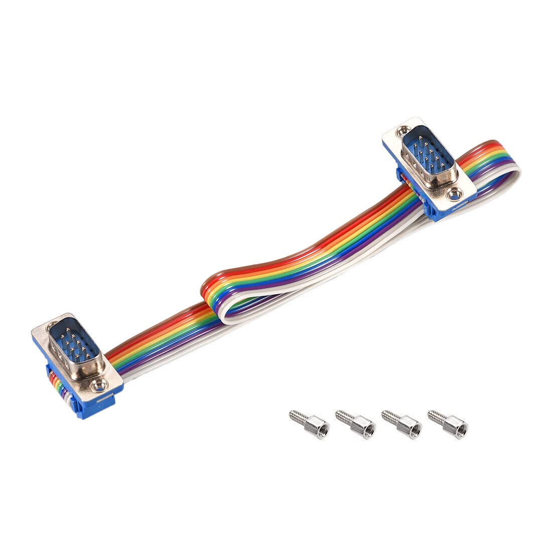 Tool parts IDC Rainbow Wire Flat Ribbon Cable DB9 M/M Connector 2.54mm Pitch 11.8inch Long