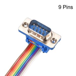 Tool parts IDC Rainbow Wire Flat Ribbon Cable DB9 M/M Connector 2.54mm Pitch 11.8inch Long