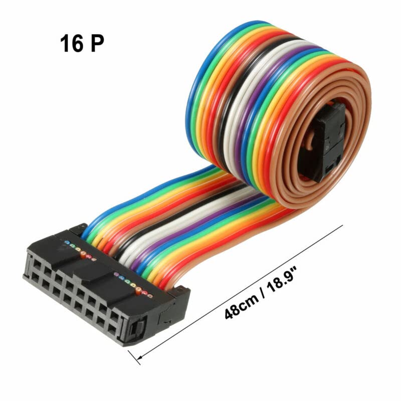 Tool parts IDC Rainbow Wire Flat Ribbon Cable 16 Pins 48cm Length 2.54mm Pitch Type-B