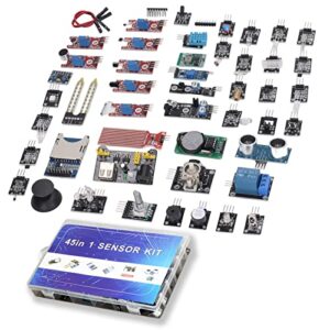 45Pcs Sensors Modules Starter Kit Sensor Module Clock Board Temp Sensor Module Electronic Component Set Kit for Raspberry Pi