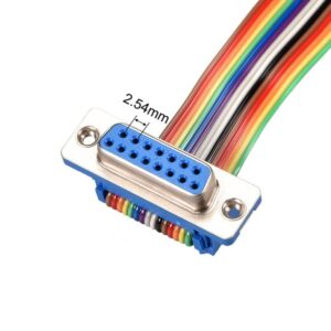 Tool parts IDC Rainbow Wire Flat Ribbon Cable DB15 F/F Connector 2.54mm Pitch 19.7inch Long