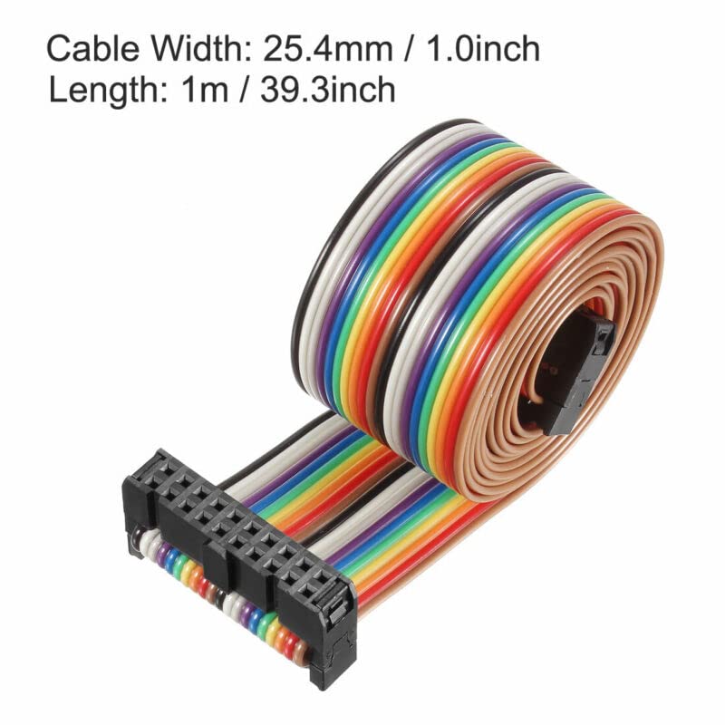 Tool parts IDC Rainbow Wire Flat Ribbon Cable 20P A-type FC/FC Connector 2.54mm Pitch 1m