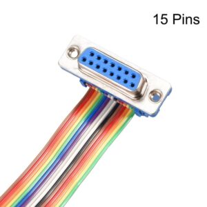 Tool parts IDC Rainbow Wire Flat Ribbon Cable DB15 F/F Connector 2.54mm Pitch 19.7inch Long