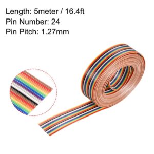 Tool parts IDC Rainbow Wire Flat Ribbon Cable 24P 1.27mm Pitch 5meter/16.4ft Length