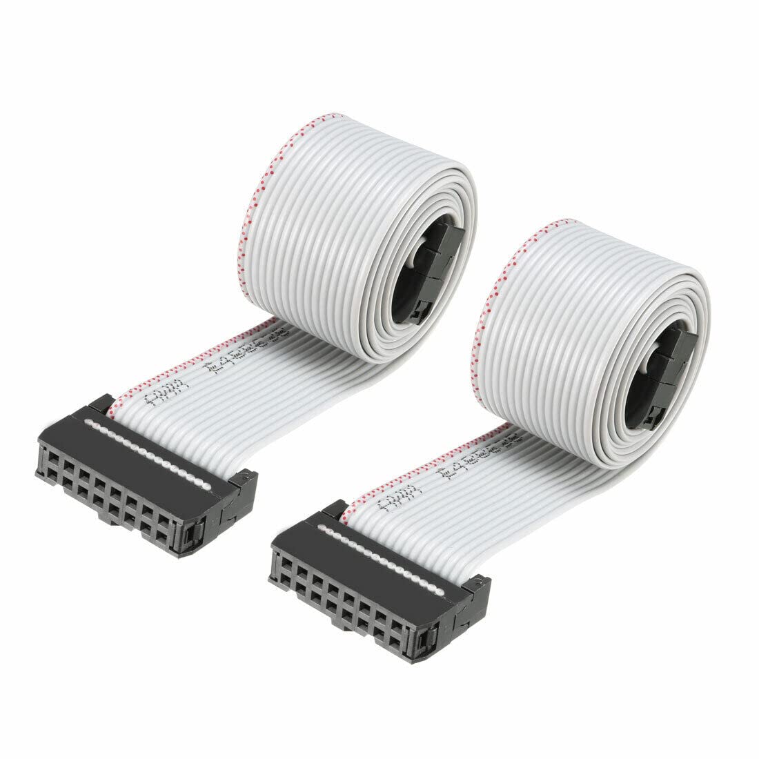 Tool parts IDC Gray Wire Flat Ribbon Cable 16 Pins 60cm Length 2.54mm Pitch 2pcs Type-C